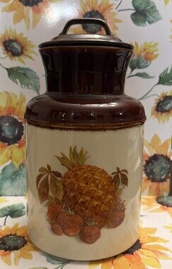 Vintage 1970’s McCoy Pottery “Fruit/Harvest Festival” Jar Crock Canister USA 253
